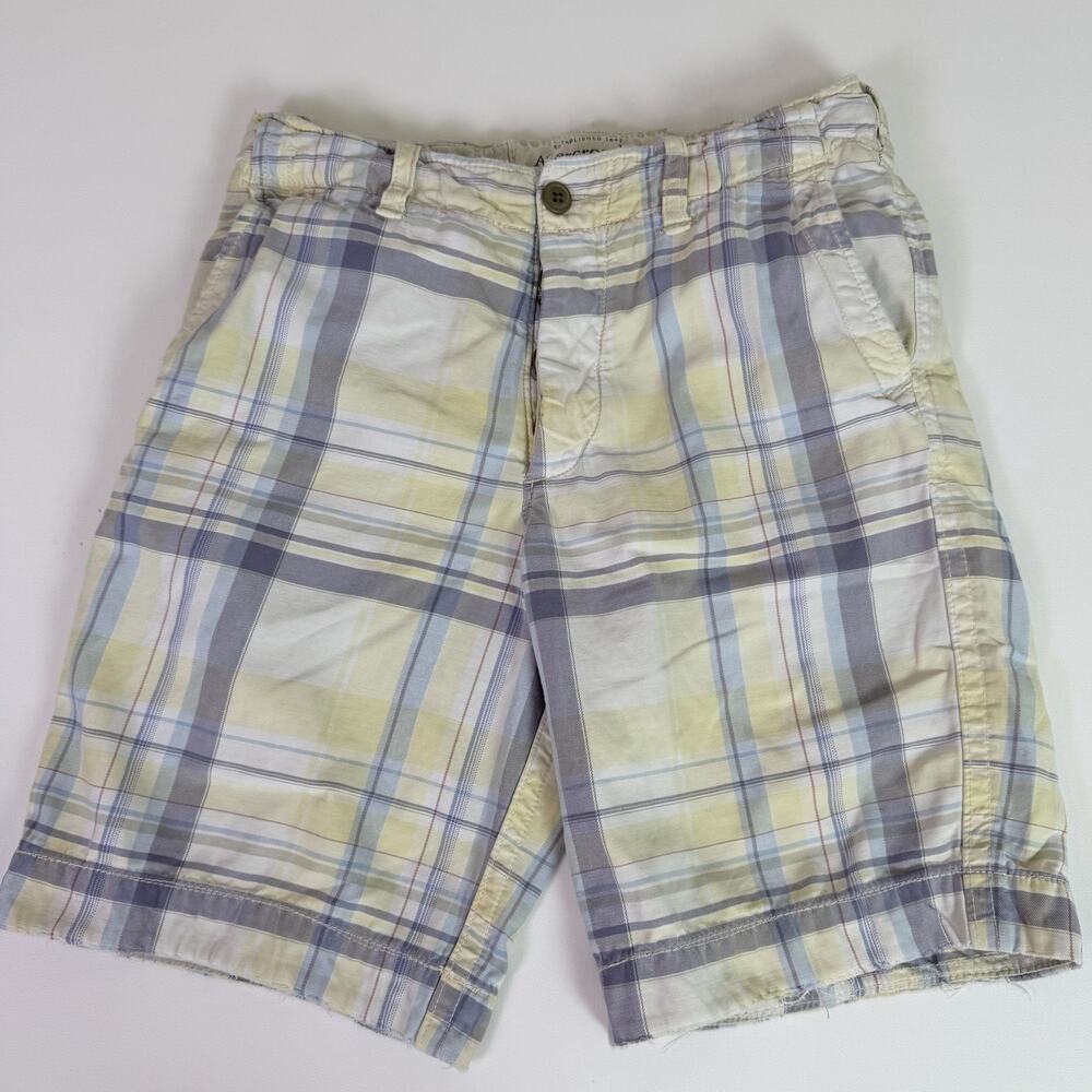Abercrombie & Fitch Y2K Plaid Shorts Mens 30 Button Fly Madras Preppy Summer - Picture 2 of 16